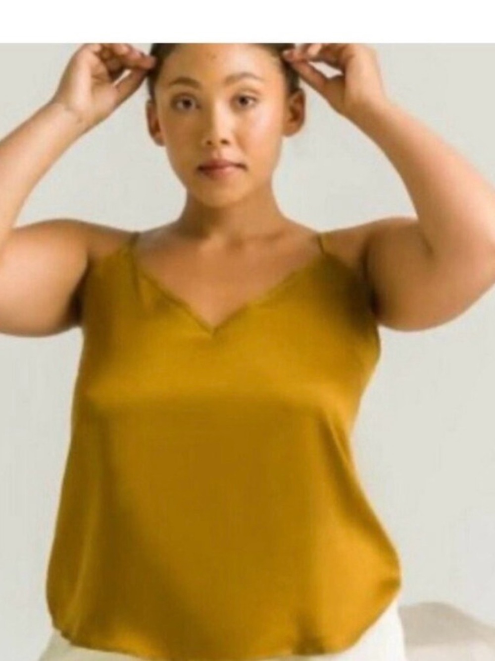 Ettitude Satin V-Neck Camisole in Mustard